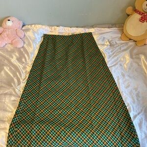 Thrift Shop Throwback Plaid Bias Midi Skirt